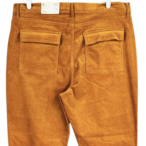 a.n.a. Women's Stretch High-Rise Straight Brown Sugar Corduroy Pants Size 18 NWT - Picture 4 of 11